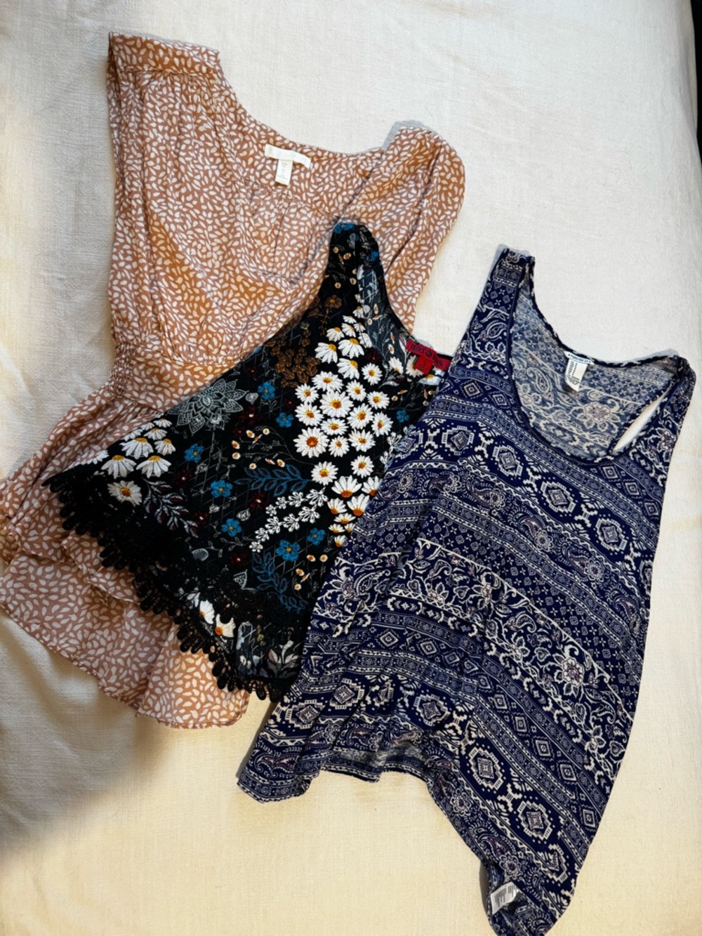 Women’s Navy Patterned Tank Top - Unknown Brand